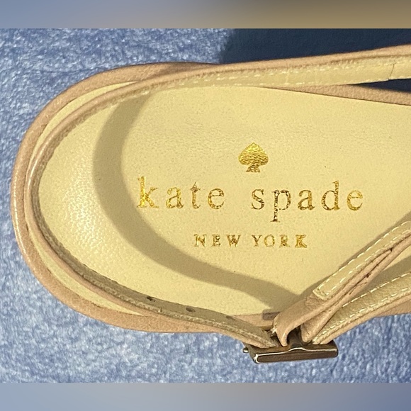New Kate Spade New York Billow bow sling back beige heeled peep toe sandals - Picture 5 of 14